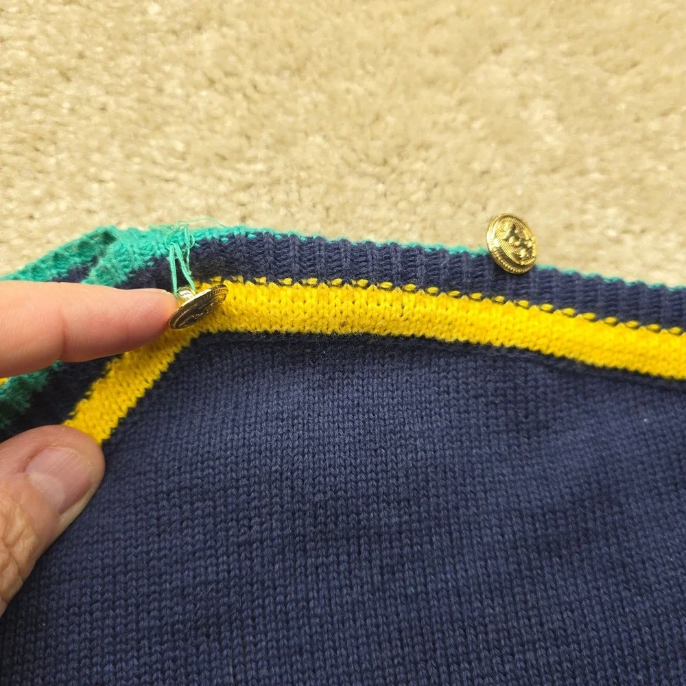 Nautica Mens Navy Blue Nautical Sweater Anchor Life Preserver Flags Size L‎ - Picture 3 of 10